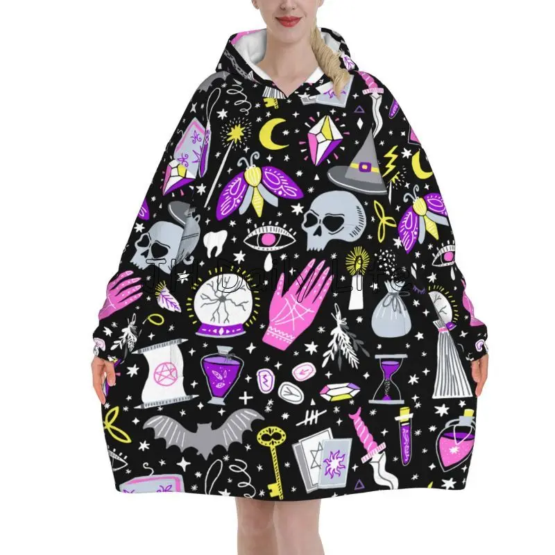 Sherpa Hoodie Fleece - Couverture surdimensionnée gothique Magic Witchy pour